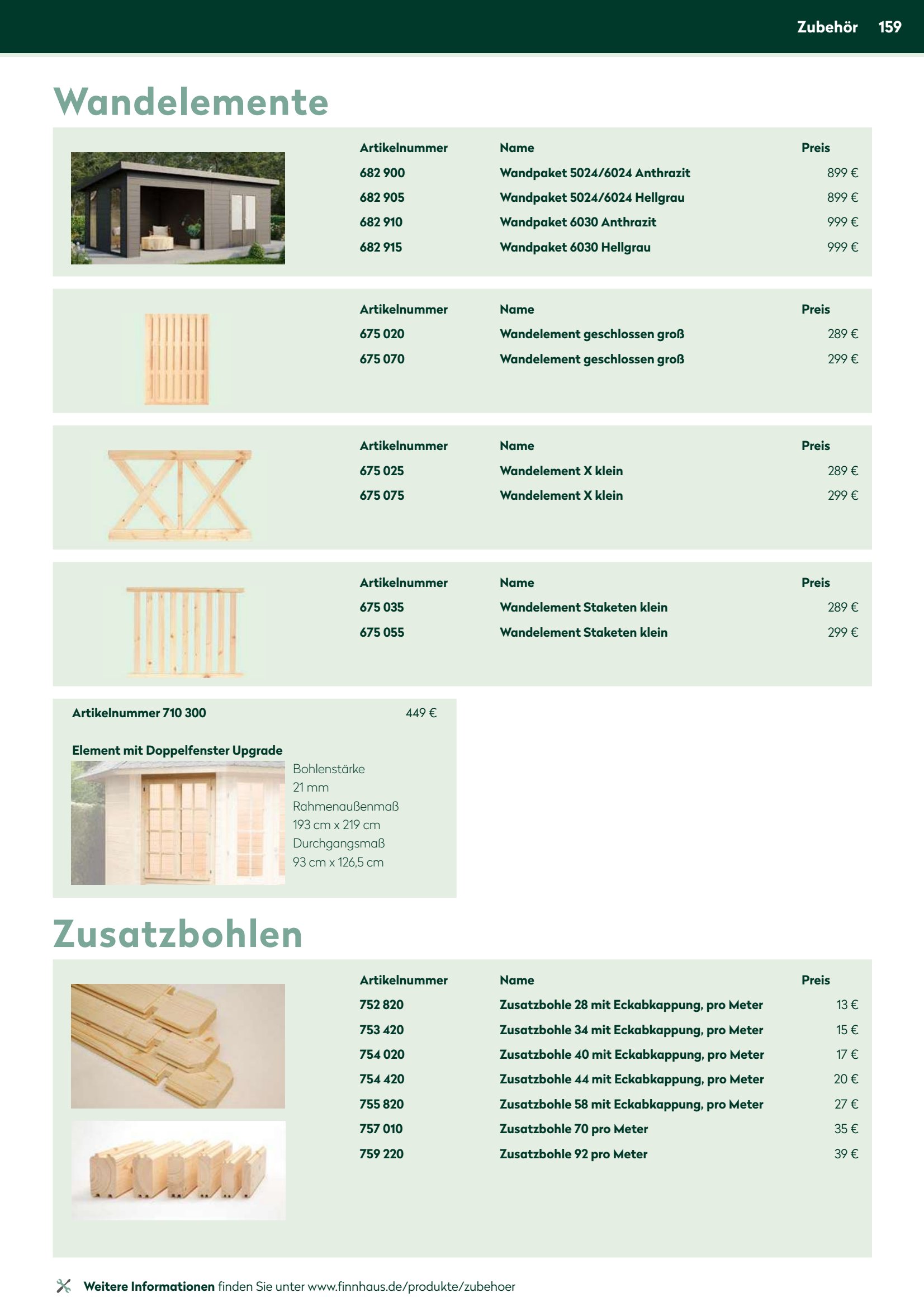 Holz-Gartenh&auml;user Empfohlenes Zubeh&ouml;r