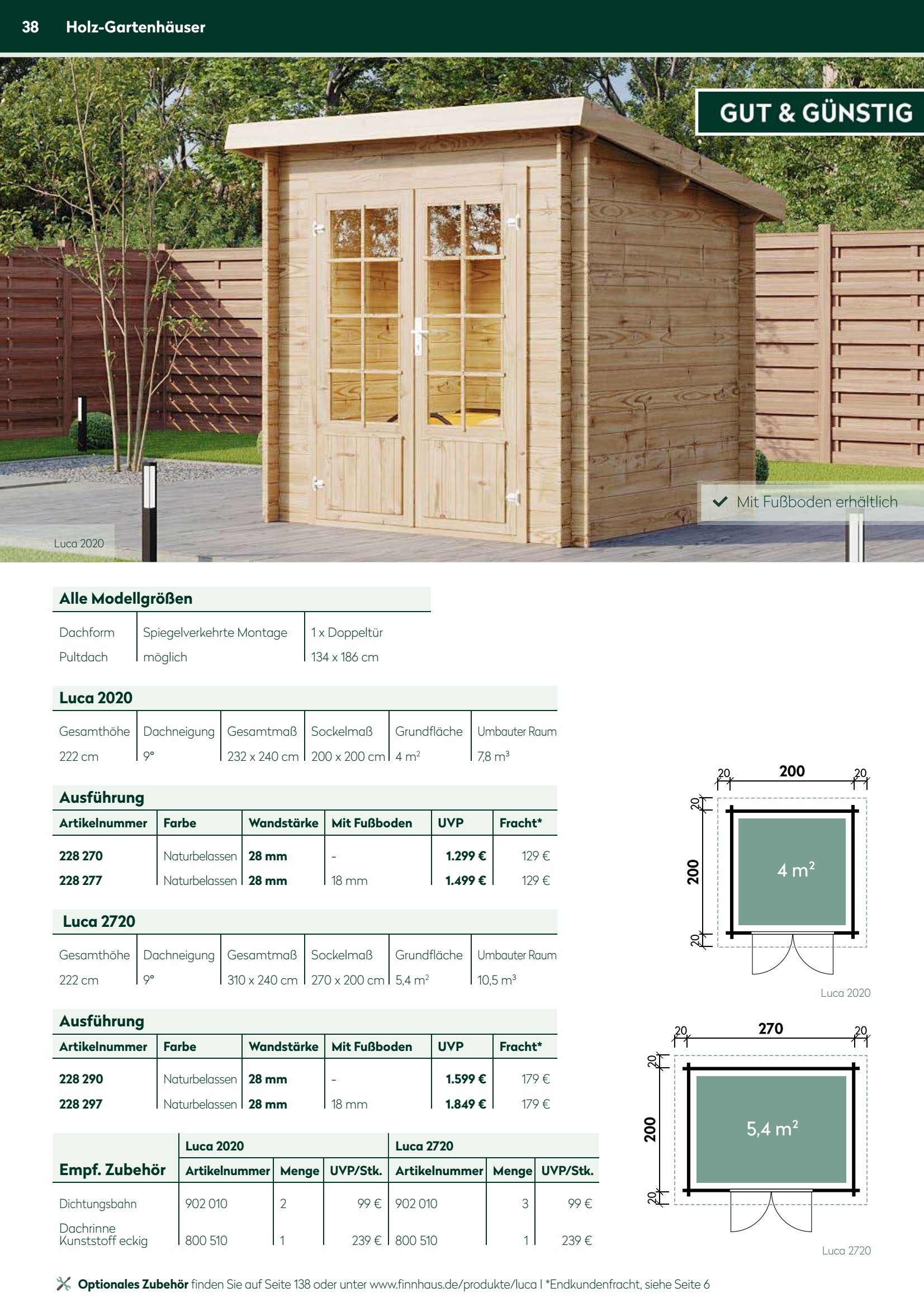 Holz-Gartenh&auml;user Optionales Zubeh&ouml;r