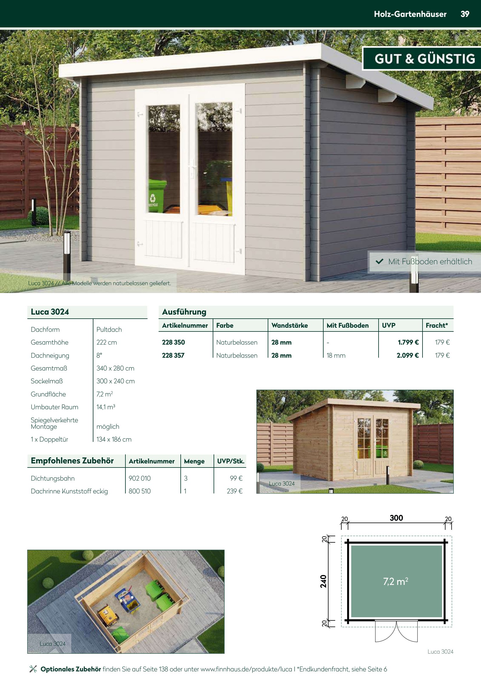Holz-Gartenh&auml;user Optionales Zubeh&ouml;r