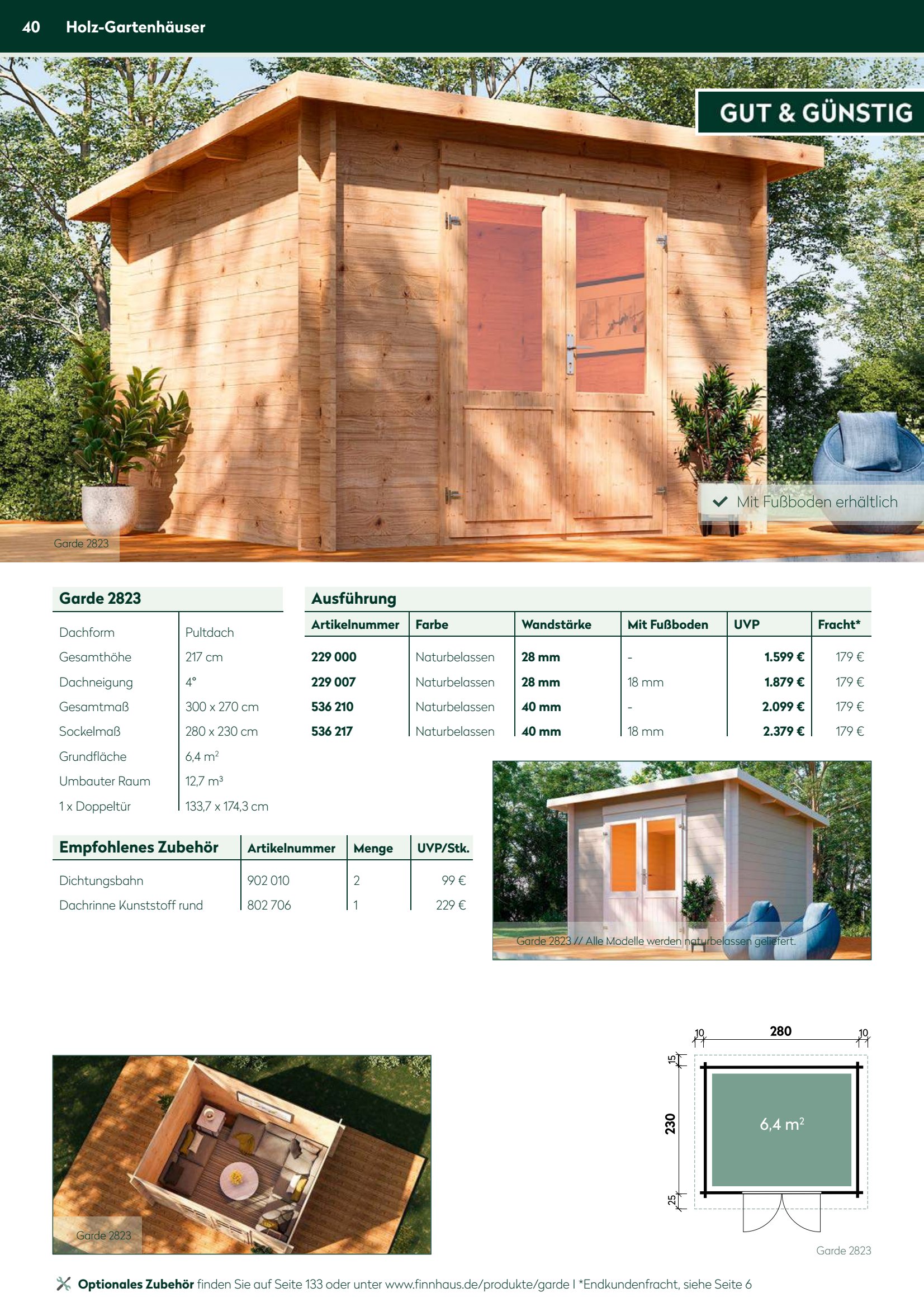 Holz-Gartenh&auml;user Optionales Zubeh&ouml;r