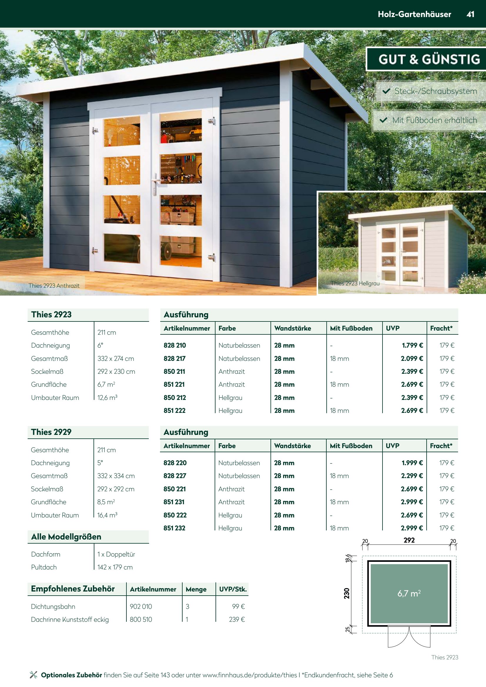Holz-Gartenh&auml;user Optionales Zubeh&ouml;r
