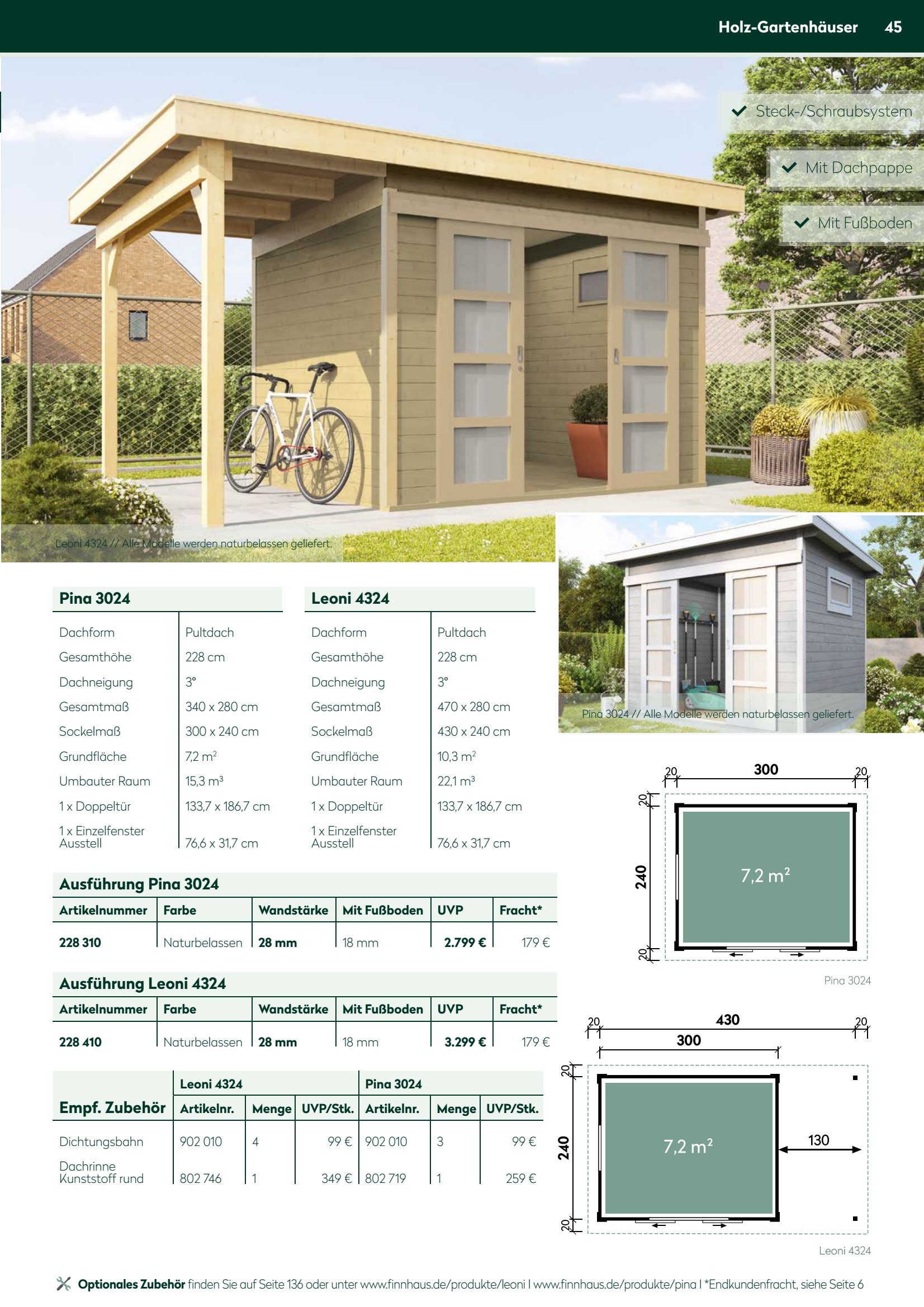Holz-Gartenh&auml;user Optionales Zubeh&ouml;r