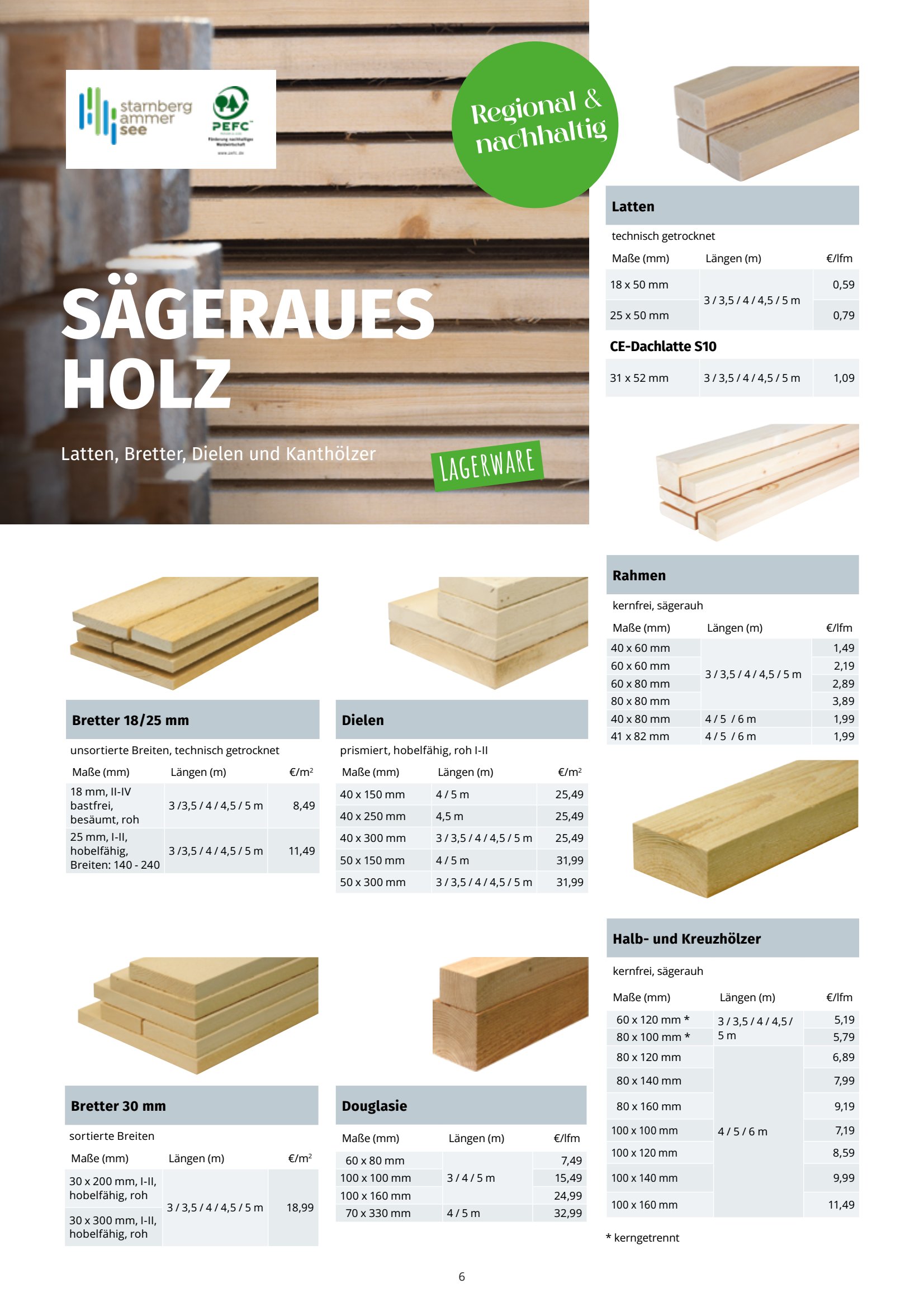 S&Auml;GERAUES HOLZ Lagerware