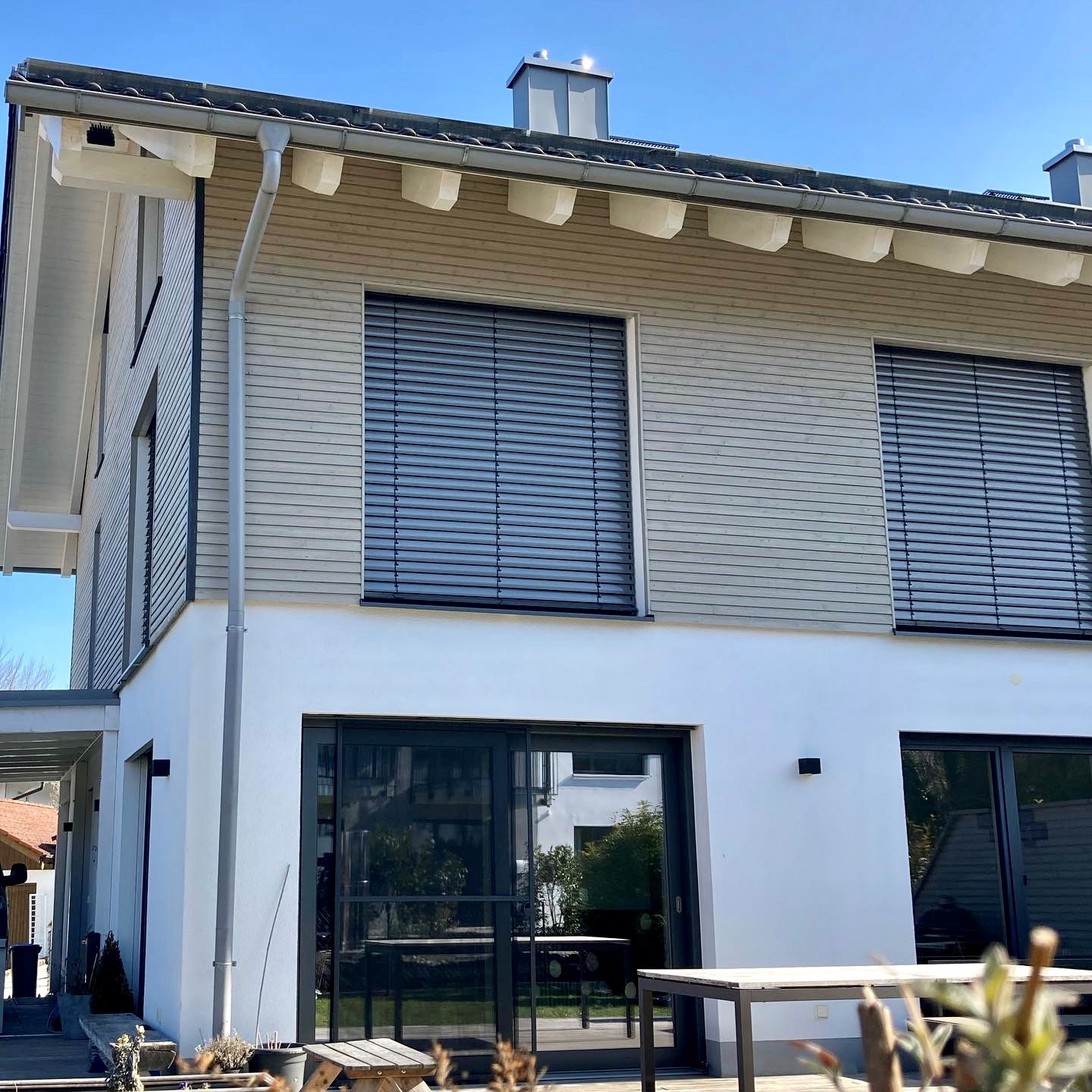 Holzfassade horizontal Doppelhaushälfte Fichte